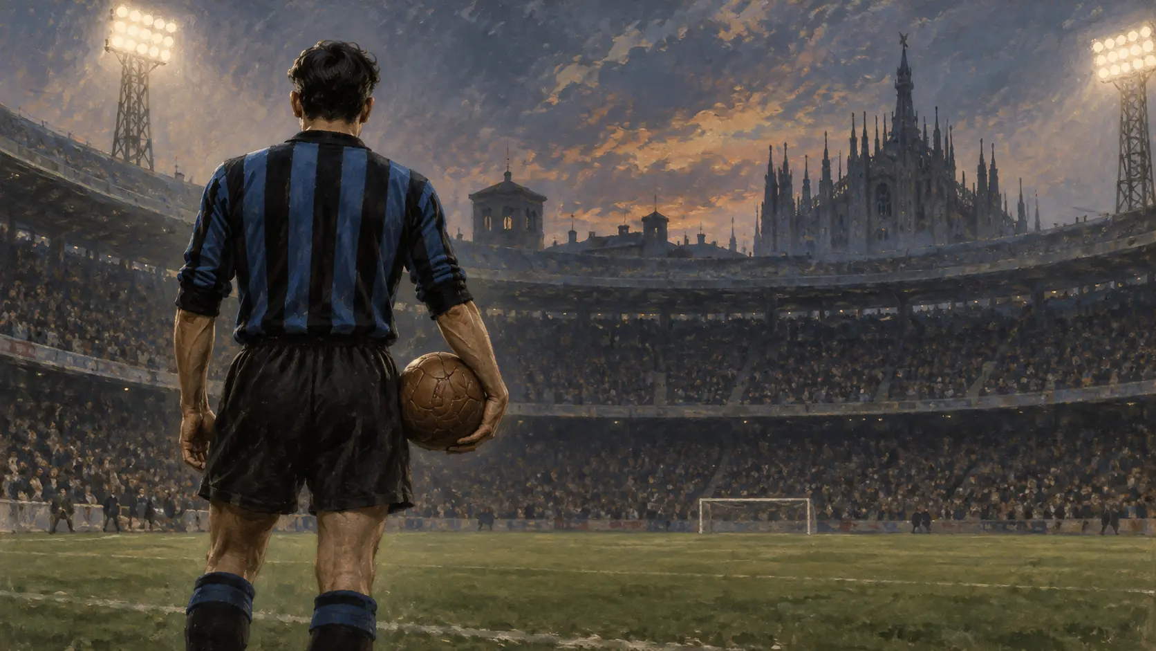 Illustration éditoriale en hommage à un grand footballeur italien des années 1960